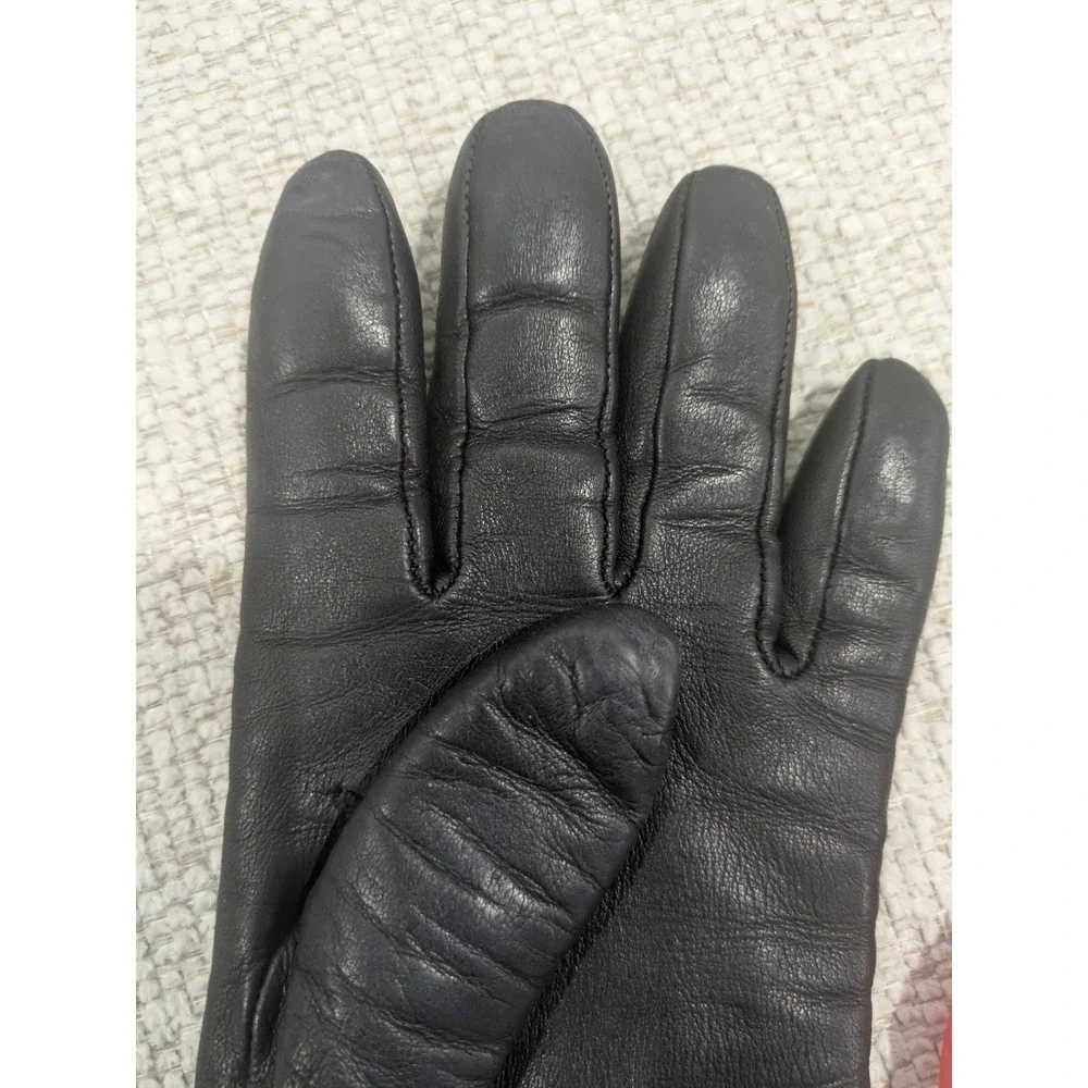 Talbots Womens Dark Brown Italian Leather Cashmere Lined Gloves Size‎ 6.5 Italy